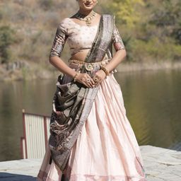 GROOTINN Printed Ready to Wear Lehenga & Unstitched Blouse With Dupatta-image-4