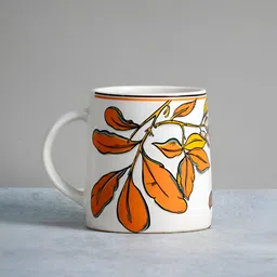 ALMIRO TREE Orange & White Printed Ceramic Matte Cups and Mugs-25