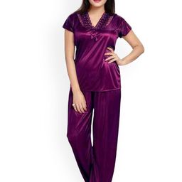 UWNAQA 4-Piece Satin Maxi Nightdress-picture-51