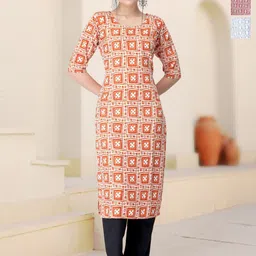 HERE&NOW Selection Of 3 Geometric Printed Round Neck Straight Kurtas-4