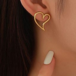 Jewels Galaxy Stainless Steel Gold-Plated Heart Shaped Studs-picture-49