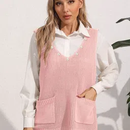 LULU & SKY Women Self Design Ribbed Sweater Vest-picture-16