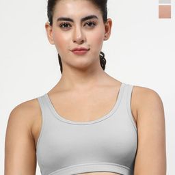LILY Women Pack Of 2 Solid Full Coverage Non Padded Non Wired Workout Bra stropsyttak-17
