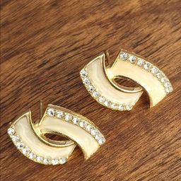 Zhouse Gold-Plated Crystals Studded Contemporary Studs-16