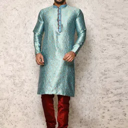 RANAK Floral Woven Design Art Silk Straight Kurta With Churidar-picture-42