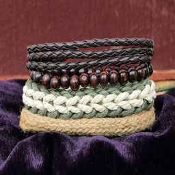 UNIVERSITY TRENDZ Men Set Of 4 Leather Wraparound Bracelets-image-73