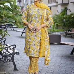 DIVASTRI Women Floral Printed Regular Kurta with Trousers & With Dupatta-picture-3