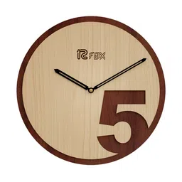 12 fox Beige & Brown Wooden Analogue Wall Clock-image-95