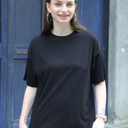 TITTLI Women Polo Collar Extended Sleeves Pure Cotton Applique Boxy T-shirt-image-48