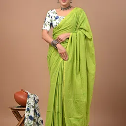 PALLO LATKE Cotton Saree With Hand Block Printed Blouse-picture-6