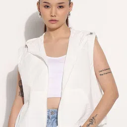SHOWOFF Women Hooded Solid Casual Gilet-image-77