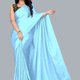 A TO Z CART Solid Satin Saree with Blouse Piece-image-91