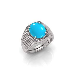 todani jems 7.25 Ratti Turquoise Stone Original Certified Firoja Gemstone Silver Plated | Adjustable Ring-picture-31