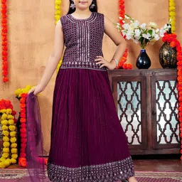 Aarika Girls Embroidered Sequinned Ready to Wear Lehenga & Blouse With Dupatta-image-82
