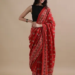 Jaipur Kurti Floral Printed Pure Cotton Saree-13