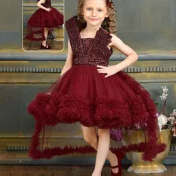 Lagorii Girls Embellished Net Fit & Flare Dress-78