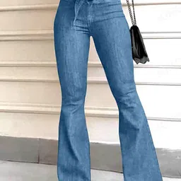 LULU & SKY Women Flared High-Rise Low Distress Light Fade Jeans-picture-37