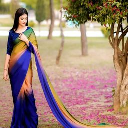 BAESD Ombre Satin Saree With Unstitched Blouse Piece-picture-34