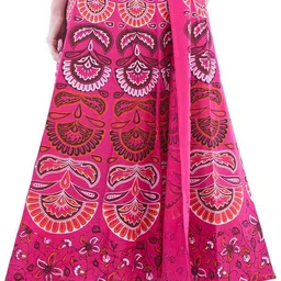 Exotic India Printed Pure Cotton Wrap Maxi Skirts-22