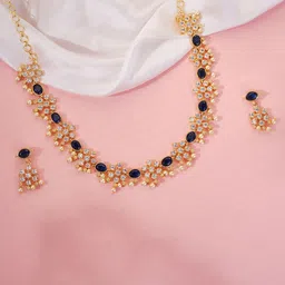 Opal Touch Stones Studded & Pearl Beaded Jewellery Set-72