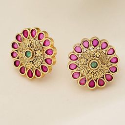 Fabindia Artificial Stones Studded Circular Shaped Studs-picture-35