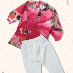 Peekaaboo Kids Boys Floral Printed Regular Pure Cotton Kurta with Pyjamas-17