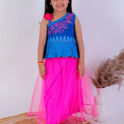 Twisha Girls Embroidered Thread Work Ready to Wear Lehenga & Top-image-63