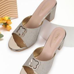 CORSICA Textured Block Sandals with Buckles-61