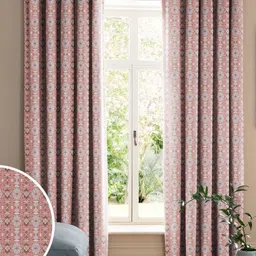 CASABLEU Rust Set of 2 Geometric Room Darkening Long Door Curtain-16