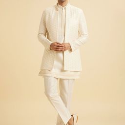 Manyavar Men Embroidered Mandarin Collar Sherwani Set-picture-37