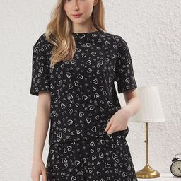 Trendyol Women Graphic Printed Pure Cotton Night Suits-image-39