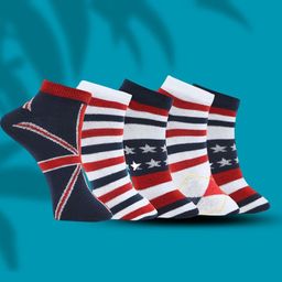 MJE Men Pack Of 5 Striped Ankle Length Socks-image-69