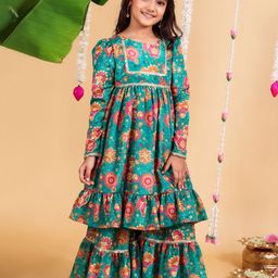 MASTARANG Girls Floral Printed Anarkali Kurta with Sharara Set-60