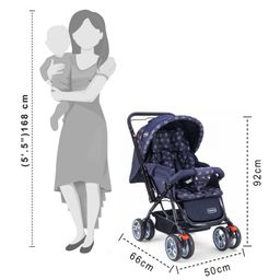 Babyhug Comfy Ride Stroller With Reversible Handle - Dark Blue image 3