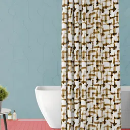 ArtzFolio White & Brown Printed Waterproof Shower Curtain-picture-20