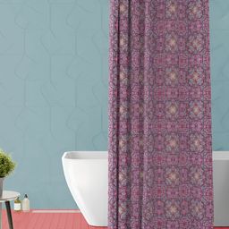 ArtzFolio Pink & Purple Floral Printed Waterproof Shower Curtain-image-18
