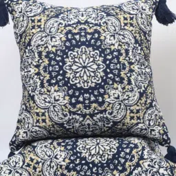 The Gharnish Blue & Beige 2 Pieces Ethnic Motifs Paisley Square Cushion Covers-image-33
