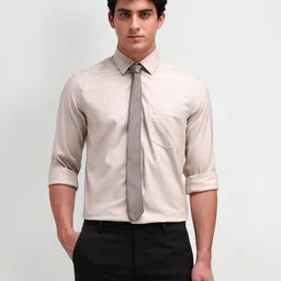 Arrow Men Comfort Spread Collar Textured Cotton Slim Fit Formal Shirt-picture-0
