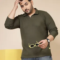 Rigo Men Solid Plus Size T-shirt-image-84