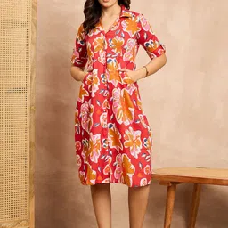 all about you Floral Print A-Line Dress-image-58