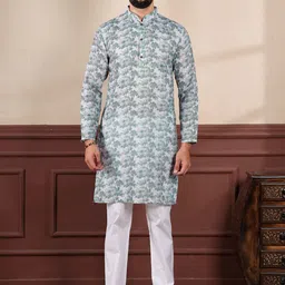 Koshin Men Printed Thread Work Handloom Kurta-image-46