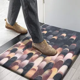 LUXEHOME INTERNATIONAL Black & Brown Abstract Printed Anti-Skid & Fatigue Doormat-picture-45