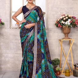Lookmark Bandhani Printed Gotta Patti Pure Georgette Bandhani Saree-image-8