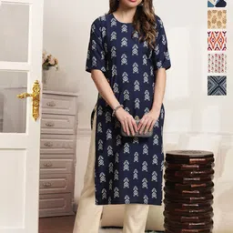 7Threads Women Ethnic Motifs Printed Floral Crepe Kurta-image-83