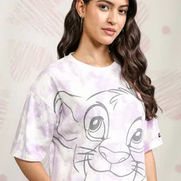 Tokyo Talkies Disney The Lion King Women Laveder Tie-Dye Boxy Crop T-Shirt-picture-38