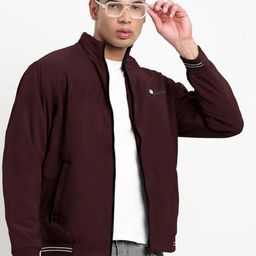 SHOWOFF Men Maroon Mock Collar Bomber Jacket-picture-20