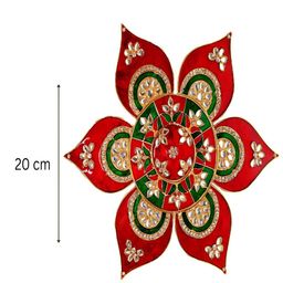 Kala Samarpan Red & Green Leaf Rangoli Sticker With Centerpiece image 3