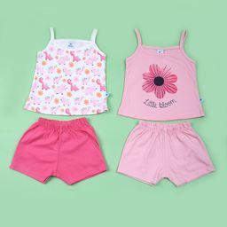 V-Mart Girls Pack Of 2 Printed Shoulder Straps Neck Tops With Shorts-picture-11