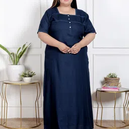 KALINI Women Square Neck Plus Size Maxi Nightdress-image-17