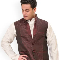 Exotic India Banarasi Woven Nehru Jacket-image-48